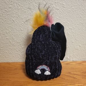 NWT Rainbow Sugar Black Knit Pom Pom Beanie